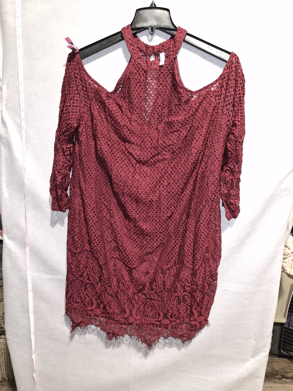 Xhilaration Burgundy Lace Cold-Shoulder Dress – Size 3X
